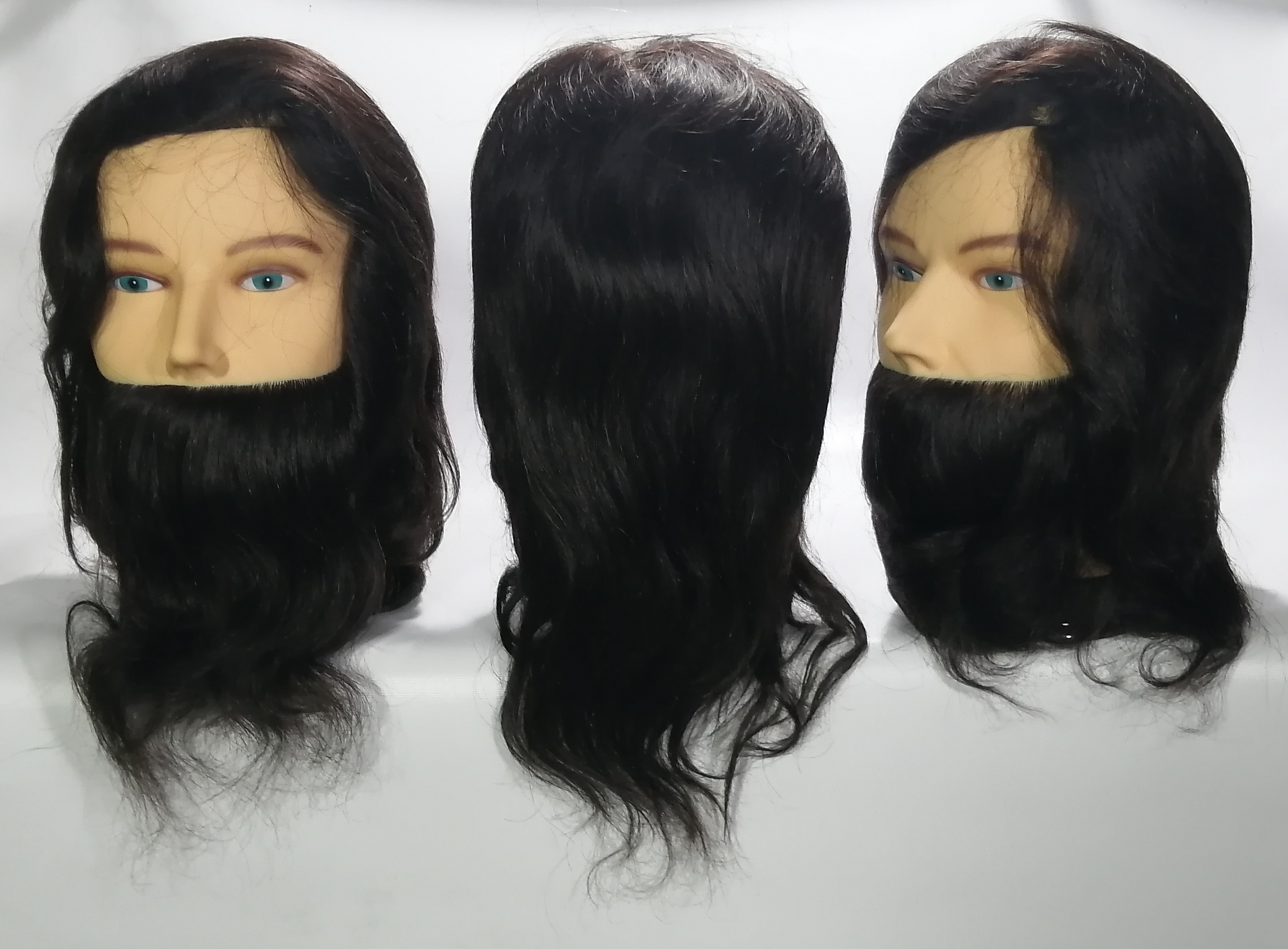 10" Male with Beard Mannequin Human Hair 1